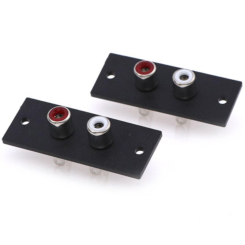 2pcs/lot 2 Way Copper Core RCA Terminal Wall Panel Plate Input Phono Chassis Socket Audio AV Adapter