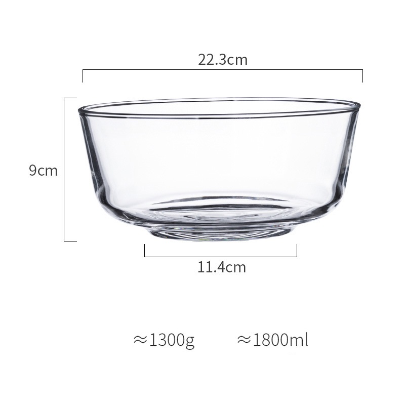 nordisch Stil Kreative transparent Frucht Salat Glas Schüssel Haushalt Nachtisch Schüssel Abendessen Tiefe Platte Gerichte Küche Liefert Runde: temperiert Schüssel 1800ml