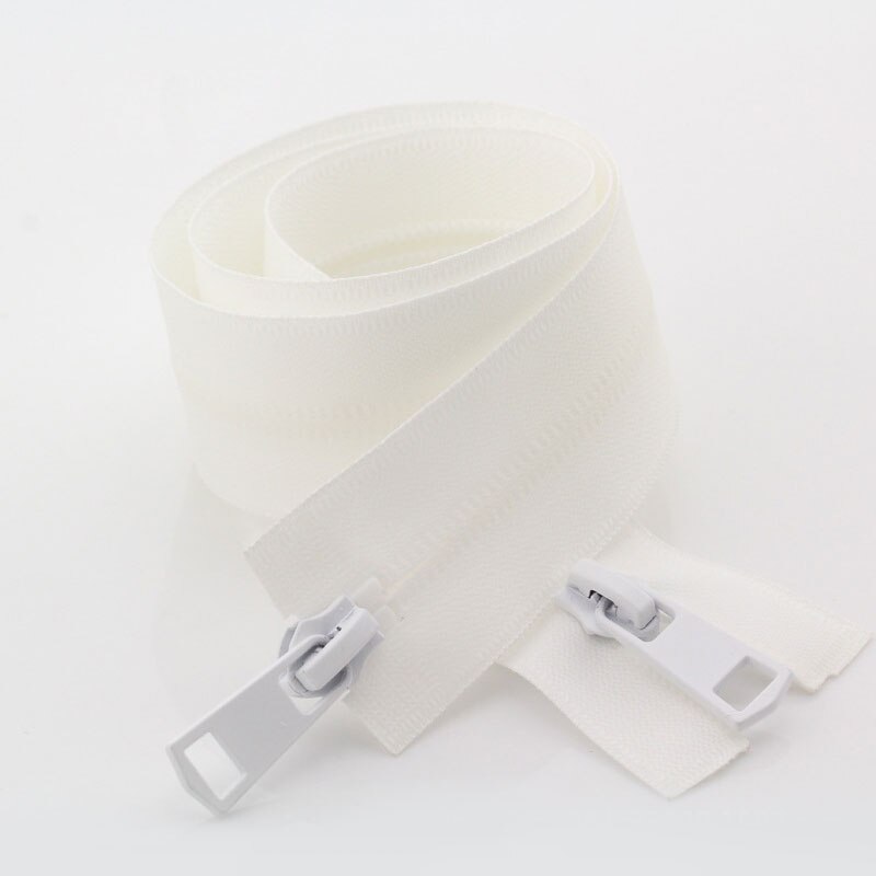 Invisible Zipper, Invisible Zip, Concealed Zip, Heavy Duty Zip, Open Ended Metal Zip, Zip Open End, Waterproof, Double Slider, N: White / 60cm