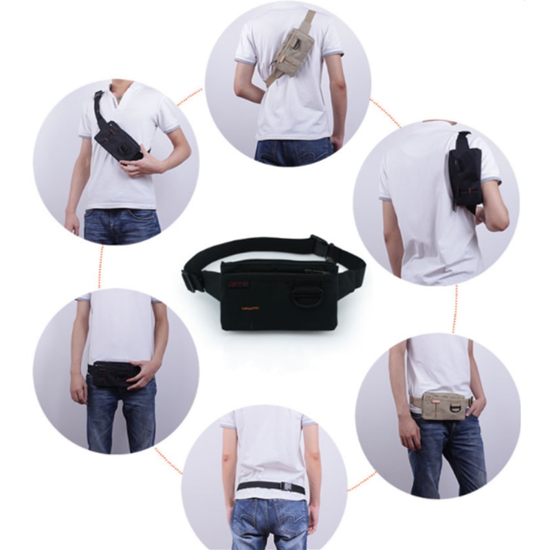 Masculino feminino náilon 4 bolsos à prova dwaterproof água cintura packs moda masculina resistente ao desgaste preto fanny pacote mensageiro bolsa de ombro