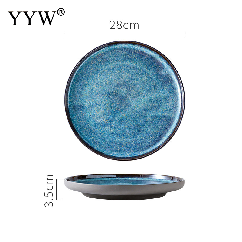 2 unids/lote horno vajilla de cerámica vidriada cambiante Ramen de forma Irregular plato aperitivo de la placa de la cena de porcelana vajilla conjunto