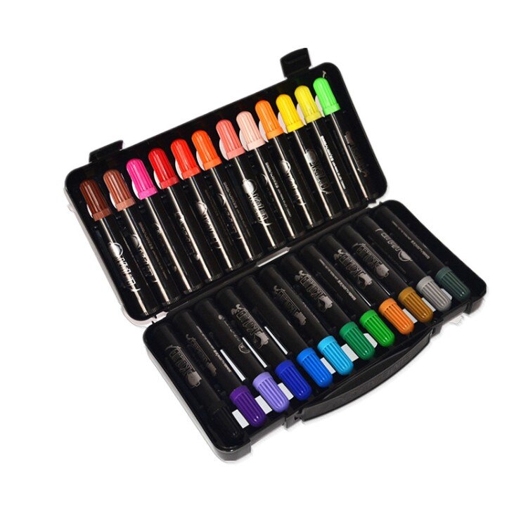 SIMBALION 24 kleur aquarel pen kinderen graffiti slagen dikke hoofd pen set: Black packaging