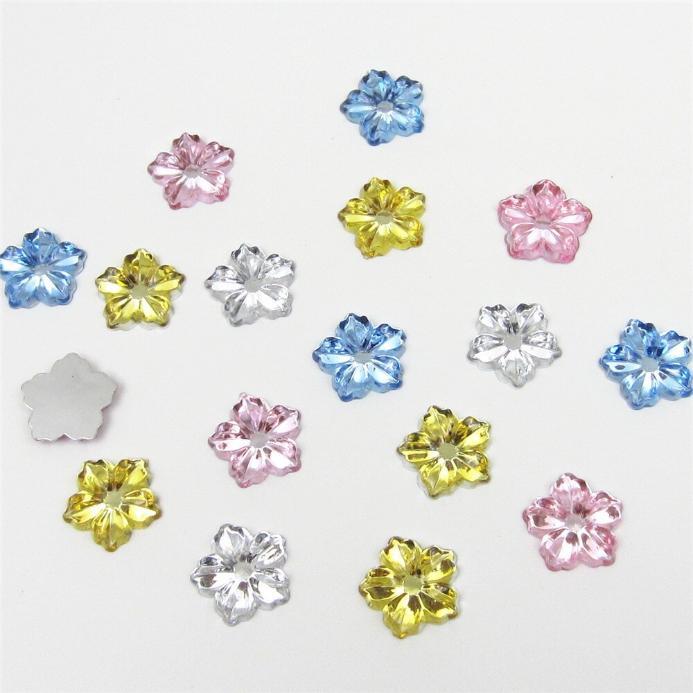 200 stks/partij 13mm Hars imitatie Bloem Acryl Strass, plat art kralen versieren diy