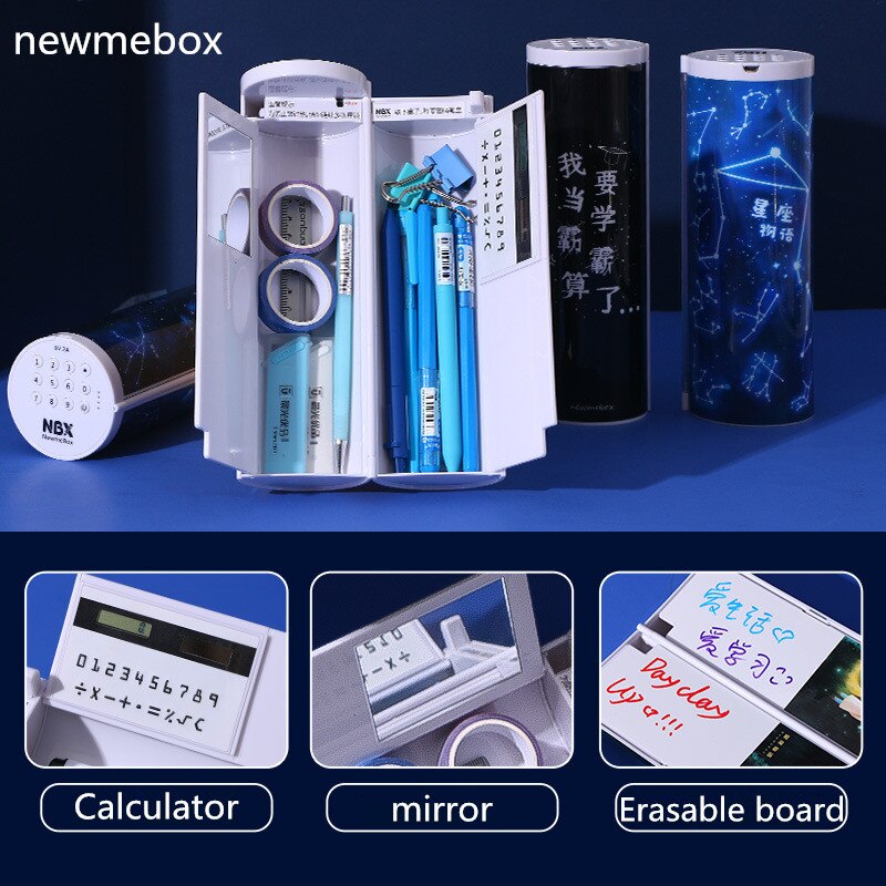 NewmeBox Quicksand translucent pencil case multifunction pencil box Combination lock cute pencil case with calculator pencilcase