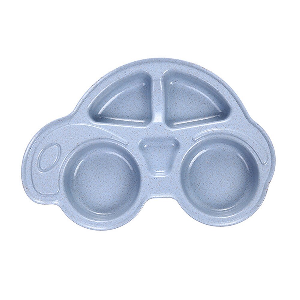 Plato dispensador de platos de coche de dibujos animados para bebé, vajilla para niño, juego de alimentación de fibra de bambú, tazón, utensilios, accesorios de comida: Blue B