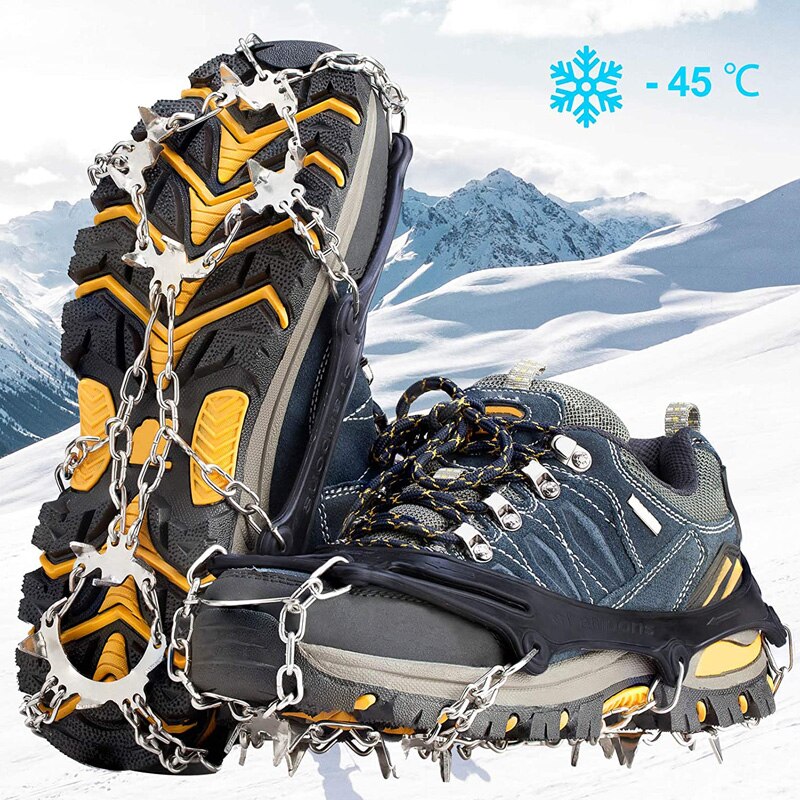 19 Teeth Claws Micro spikes Footwear Ice Traction System Crampons Non-slip Safe Camping & Hiking Accessories