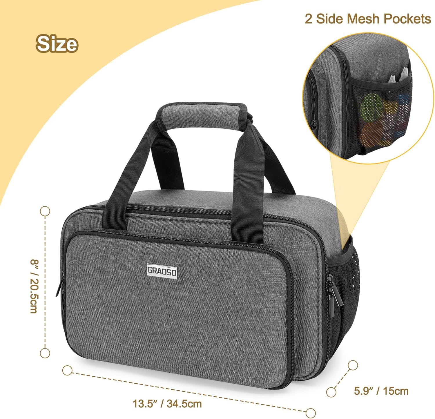 Estuche organizador para marcadores de hasta 216 marcadores, bolsa grande para marcadores con asa de transporte, soporte organizador para marcadores (longitud hasta 5,1")