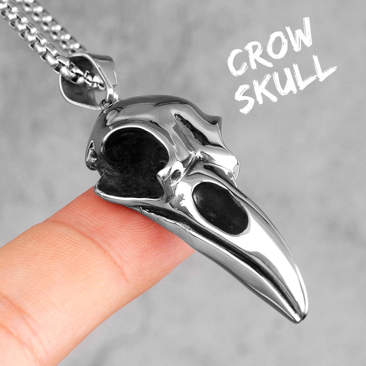Edelstahl Männer Halsketten Kette Anhänger Krähe Vogel Adler Schädel Punk Felsen Hüfte hüpfen Kühle für Männlichen Jungen Schmuck: ohne Kette / N107-Krähe Schädel
