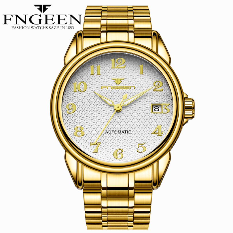 Topmerk Watch Digitale Wijzerplaat Lichtgevend Roestvrij Staal Automatisch Mechanisch Horloge Waterdicht Datumklok Reloj Hombre: Zilver