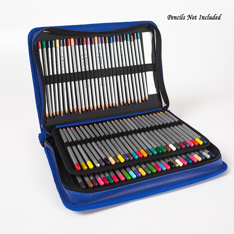 Dainayw 160 pu blyant taske læder stor kapacitet bærbar blyant taske til farvet blyant gel pen sag kunstartikler