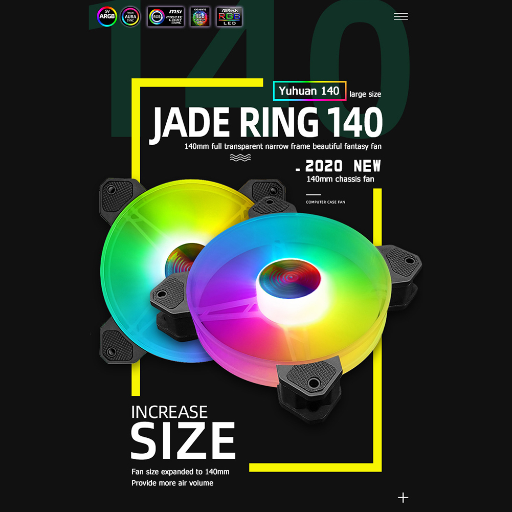 COOLMOON PC Fans Cooling Yuhuan 140mm Cooling Fan Mute RGB 6Pin Desktop Computer Cooler 1200RPM±10% Computer Components