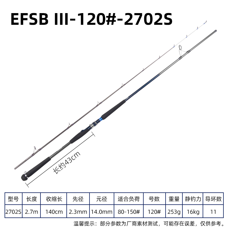 2022 ECOODA EFSB III Offshore Boat Fishing Rod 1.6m/1.8m/2.1m/2.4m/2.7m Bottom Rod Spinning Casting Rod 40-120# Luminous Tip: EFSB III-2702S