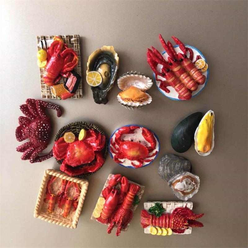 Seafood Fridge Magnet Crayfish Crab Shellfish Refrigerator Magnets Souvenir DIY Kitchen Magnet Sticker Kid Children Toy