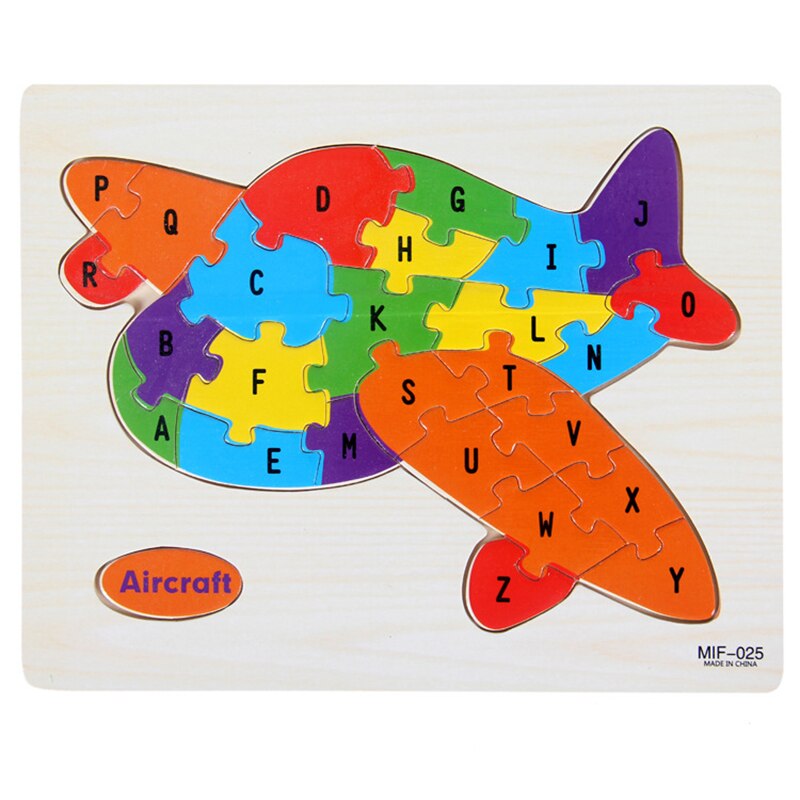 Baby Speelgoed Houten 3d Puzzel Cartoon Dier Intelligentie Kinderen Educatief Brain Teaser Kinderen Tangram Leren Jigsaw Vormen: aircraft