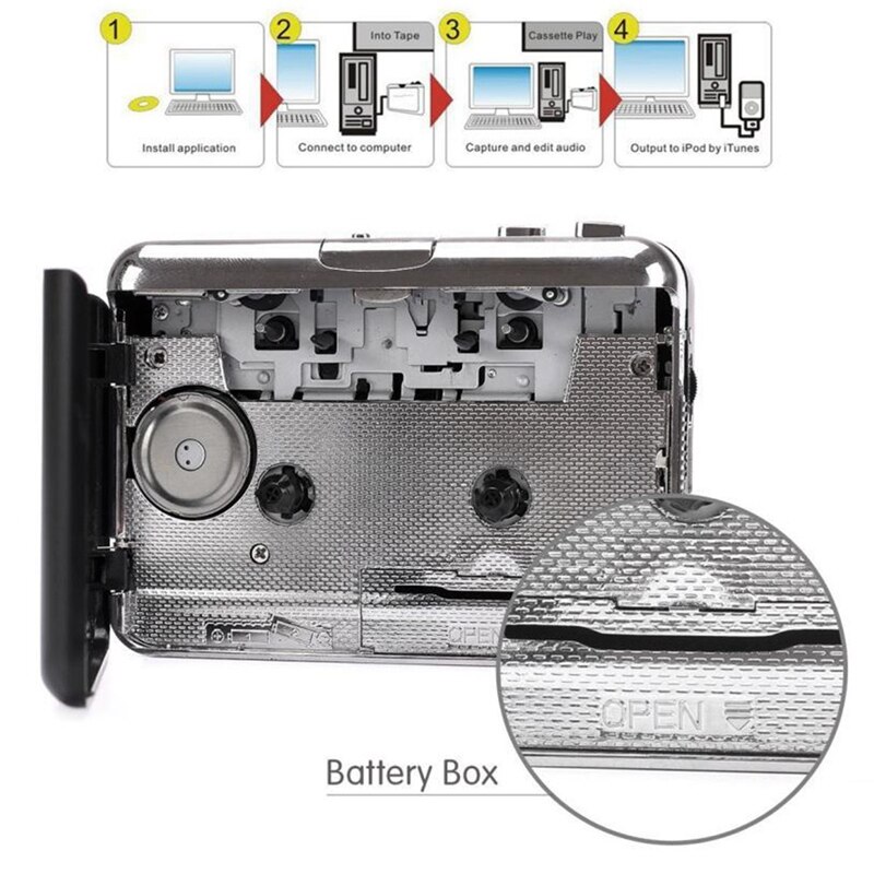 Cassette Tape to MP3 Converter Ezcap231 USB Cassette Capture Walkman Tape Player Convert Tapes to USB Flash Drive No PC