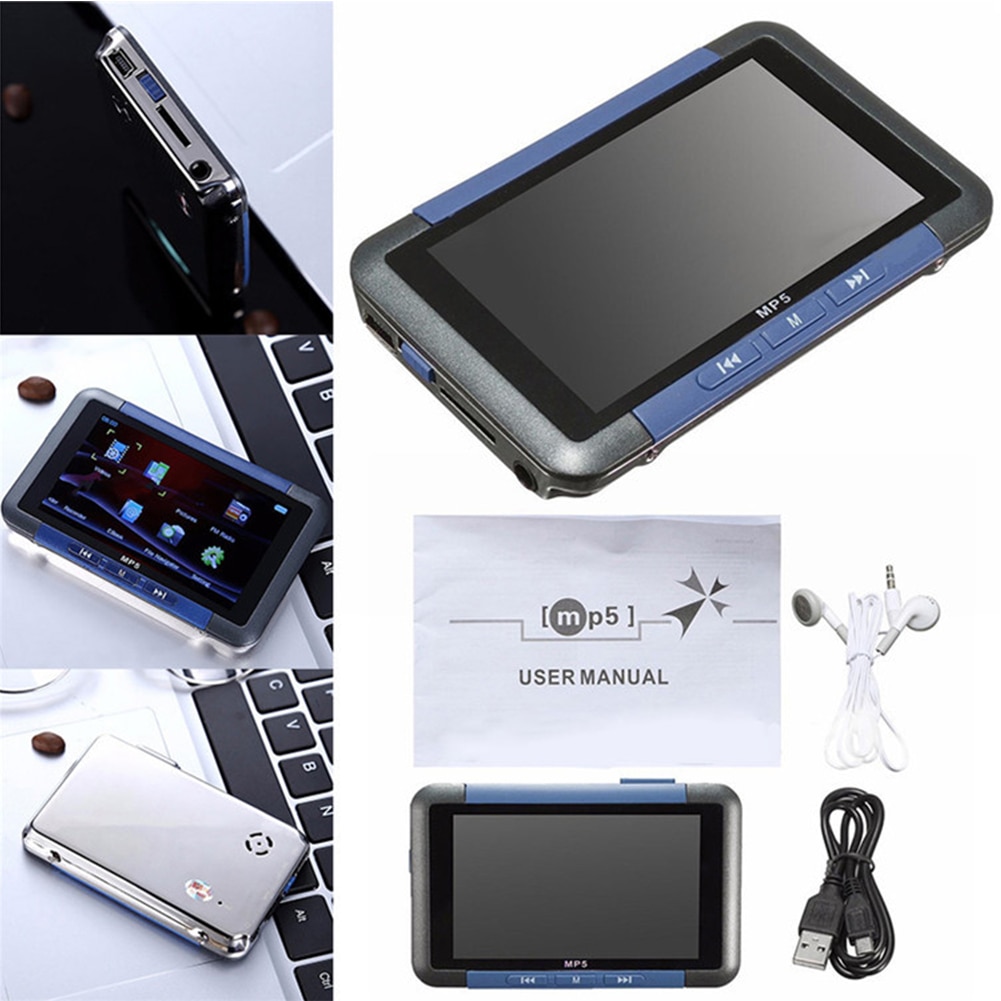 3 Inch LCD Screen MP4 Recorder Audio Metal FM Radio HD Multifunctional USB Charging Multimedia Video Music Mini MP5 Player