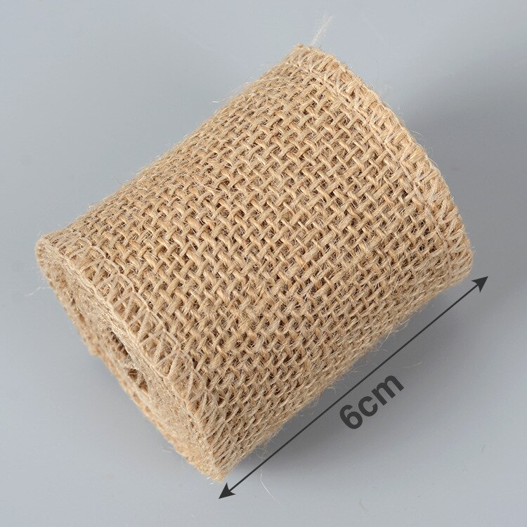 2 meter/rulle jute säckväv band tejp naturlig hampa band gör det själv påse material bröllopsfest dekoration hantverk tillbehör inslagning: 6cm