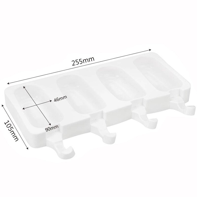 Ice Cream Mold Makers 4 Cavity Ice Cube DIY Tools Silicone Thick Material Popsicle Moulds Freeze Pudding Mold Tray: B
