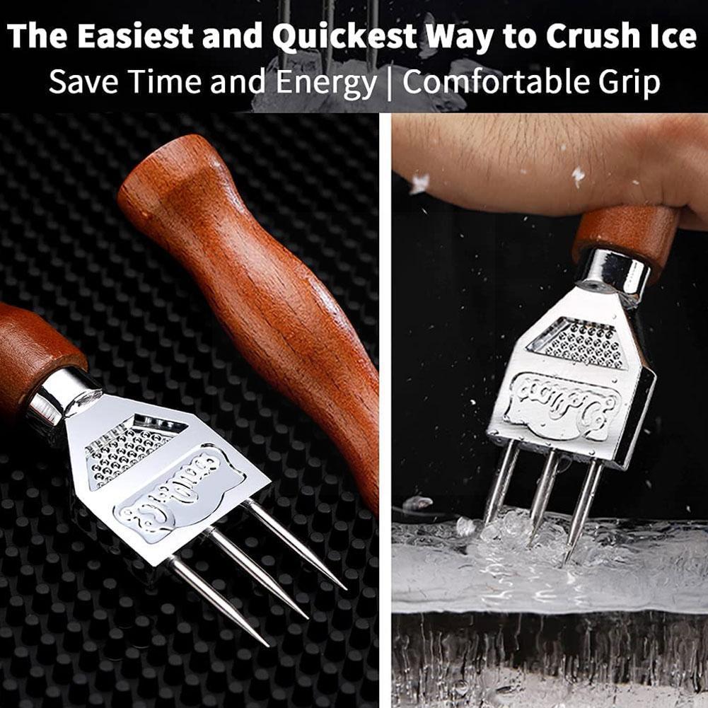 Three-headed Ice Pick With Wooden Handle Manual Ice Kitchen Chipper Ice Picnics Home Tool Tool Bartender Crushers Bar Tool T5E4