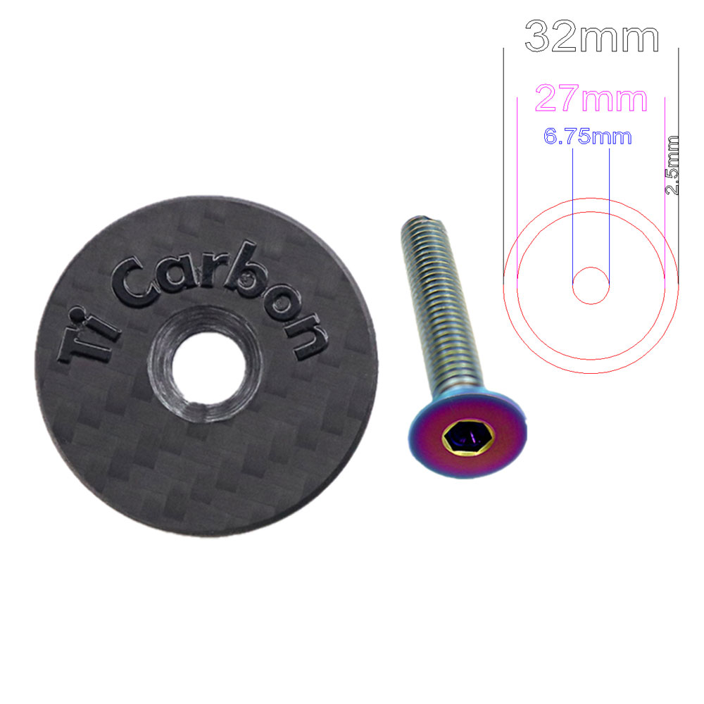 Capuchon supérieur de tige de vélo en carbone avec vis pour Tube de fourche de direction de 31.8mm-28.6mm 1 1/8 pouces OD2, couvercle de capuchon de casque: Clair