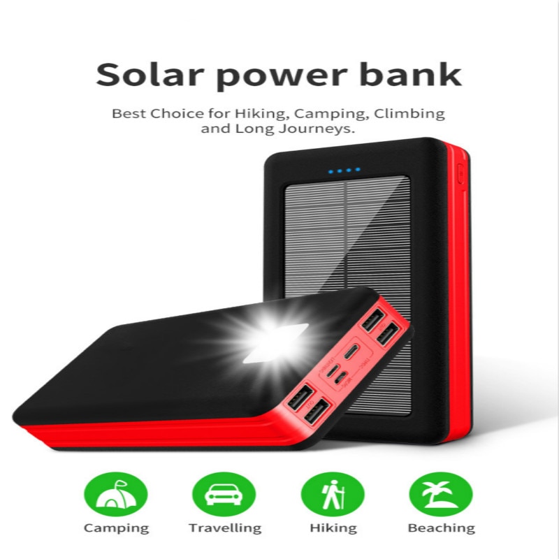 Solar Power Bank 99000mAh Large Capacity Portable Charger For Samsung Xiaomi Iphone LED PowerBank 4USB Outdoor Fast Charging