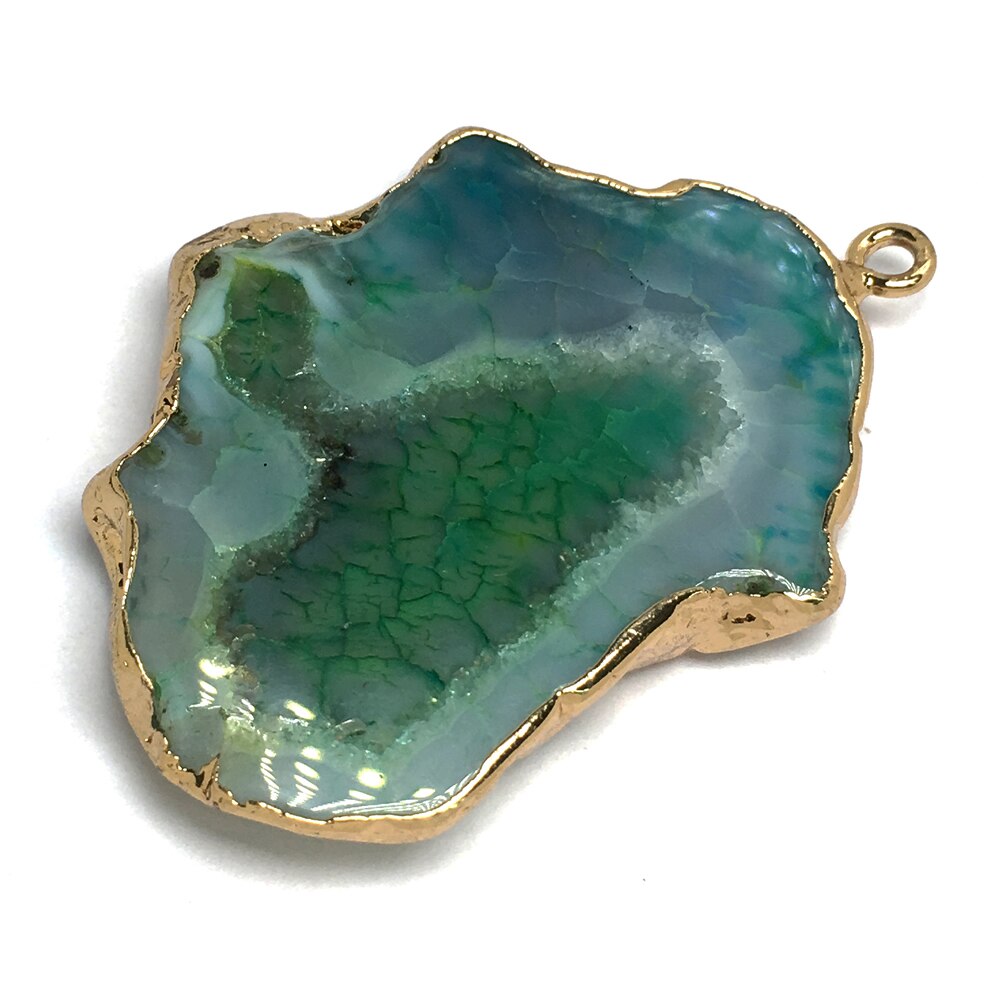 LE CIELO 1PC Naturale di Pietra di Vendita Caldo Alla Moda Agate Pendenti Con Gemme E Perle Del Pendente Della Collana per Monili Che Fanno FAI DA TE Collana: Deep Green