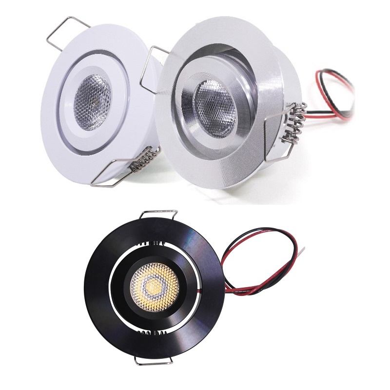 etrnLED 4PCS Mini Ceiling Spot Light 12V Tiltable Angle Adjustable Dimmable Recessed Downlights COB Interior LED Spotlights 3W