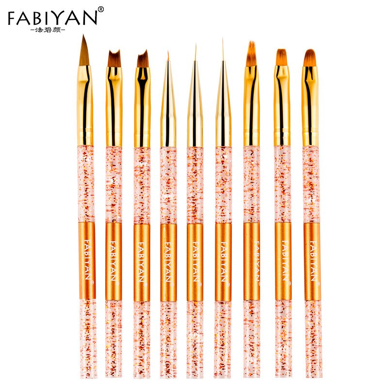 Pinceles de delineador para uñas, pluma de extensión en forma de media luna, pétalos, herramientas de manicura acrílicas, 9 estilos
