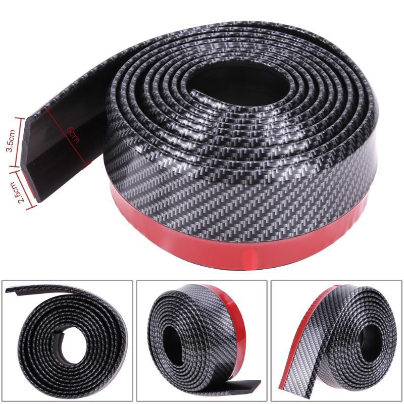 Black Soft Carbon Fiber Car Rubber Bumper Strip Outside Bumper Exterior Front Bumper Lip Kit Car bumper Strip 2.5M*6CM