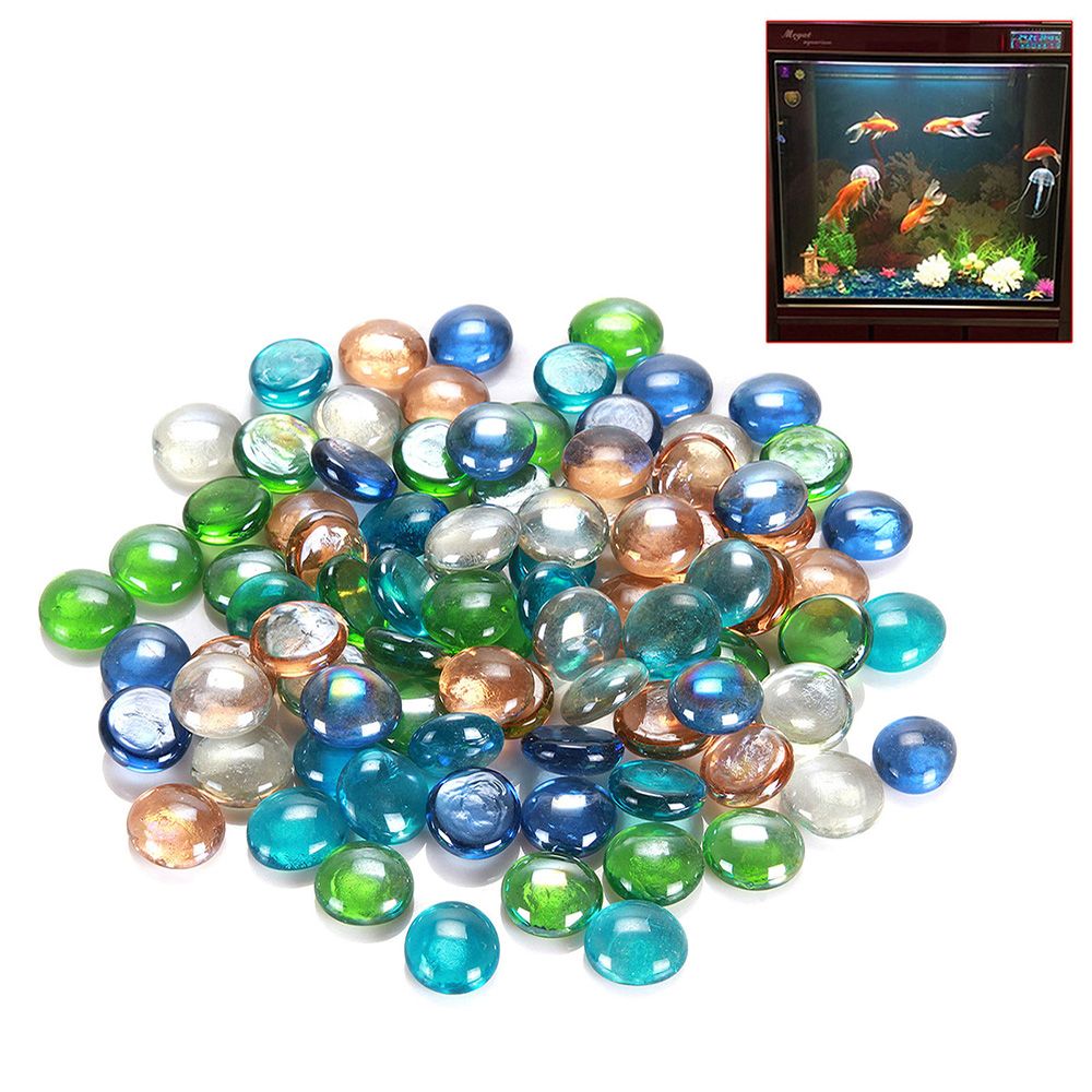 100g Fish Tank Decorative Glass Pebbles Stones Home Ornament Cobblestones Garden Flower Pot Fish Aquarium Decor Glass Marbles