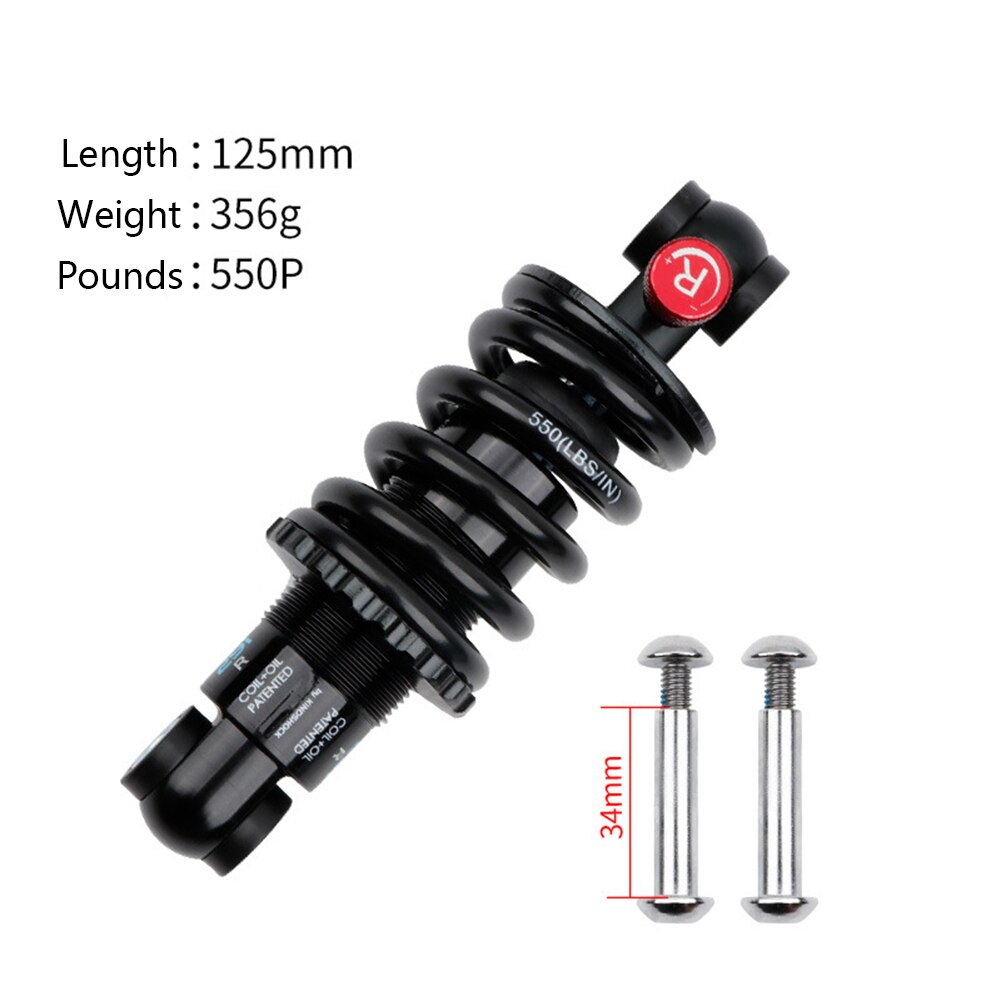 MTB Mountain Bike Air Rear Shock Absorber Adjustable Damping Travel Downhill 125/150/165/190MM Spring Shock Absorber Black
