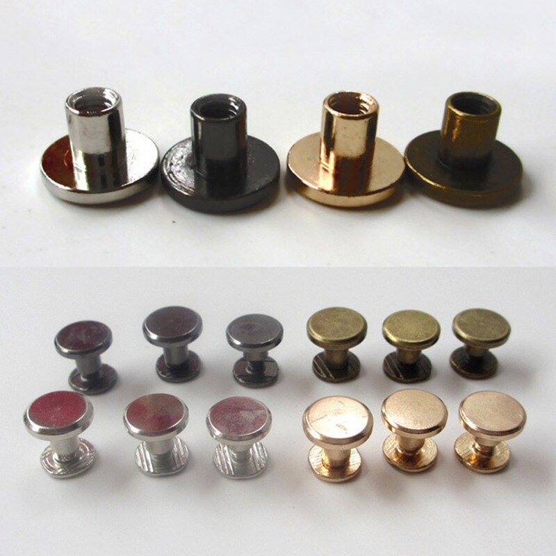 10 Set Knop Schroef Studs Ronde Kop Klinknagels 5/6. 5/8mm voor Bag Riem Leer Craft Accessoire