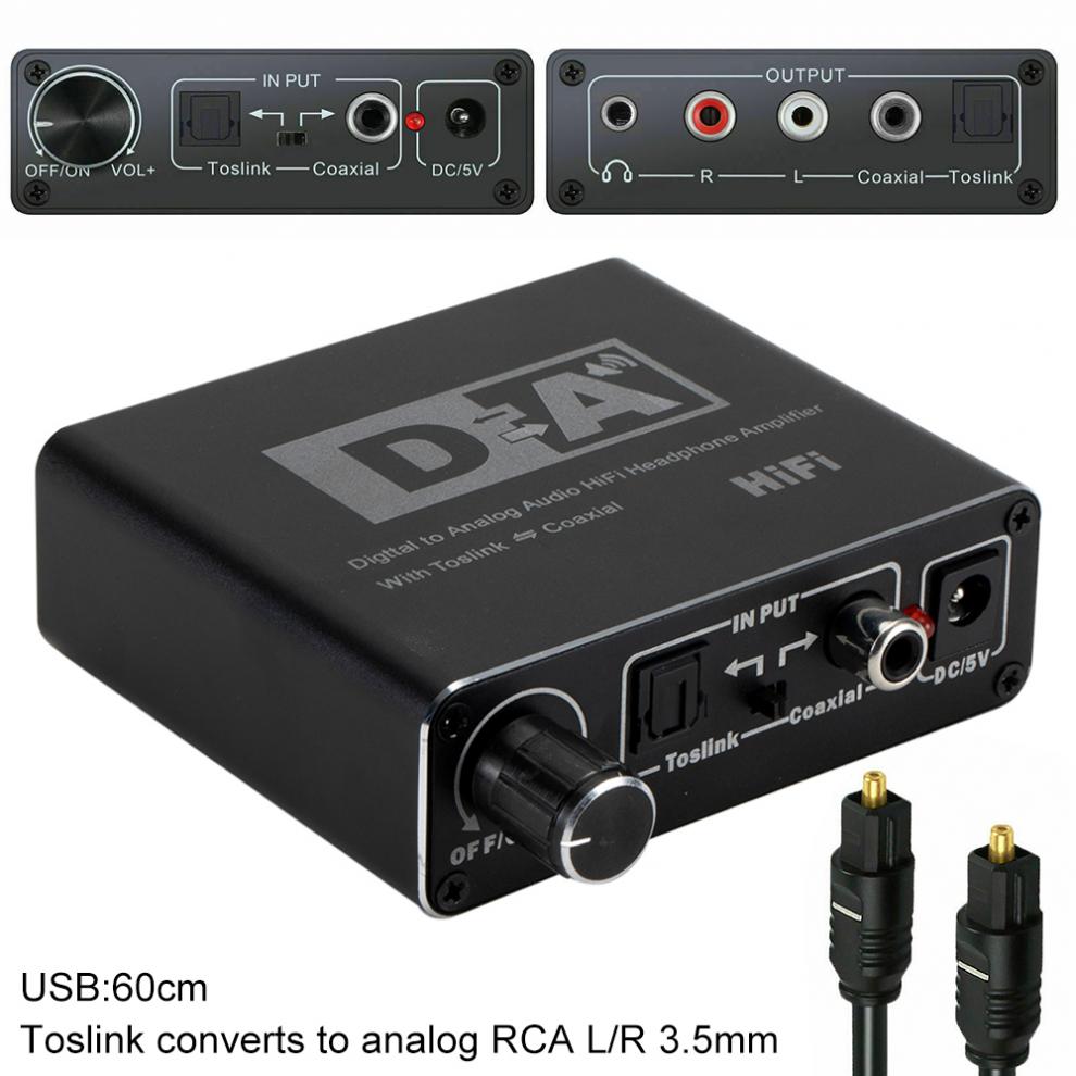 192kHz HiFi Digital Optical Coaxial to Toslink Analog RCA L/R 3.5mm Jack Audio Converters