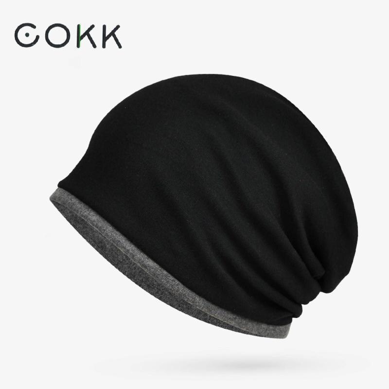 Cokk ear hat beanie vinterhatte til kvinder damer bomuldshuer bonnet forår vinter kvinder skullies herre hatte sort baggy cap