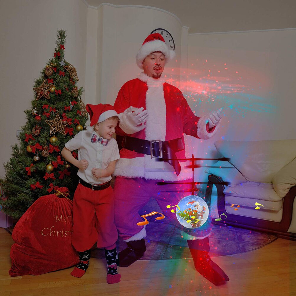 Jule julemanden flyvende kugle led blinkende suspension induktion musik legetøj til børn cool mini helikopter til børn #30