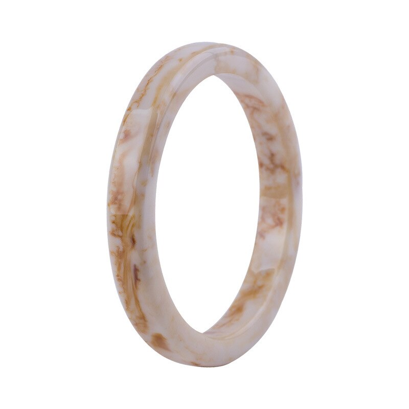 Retro Hand Decoration Resin Cuff Bangle Bracelets Women Lvory Marble Pattern Round Geometry Simple Charm Bangles Jewelry: 004