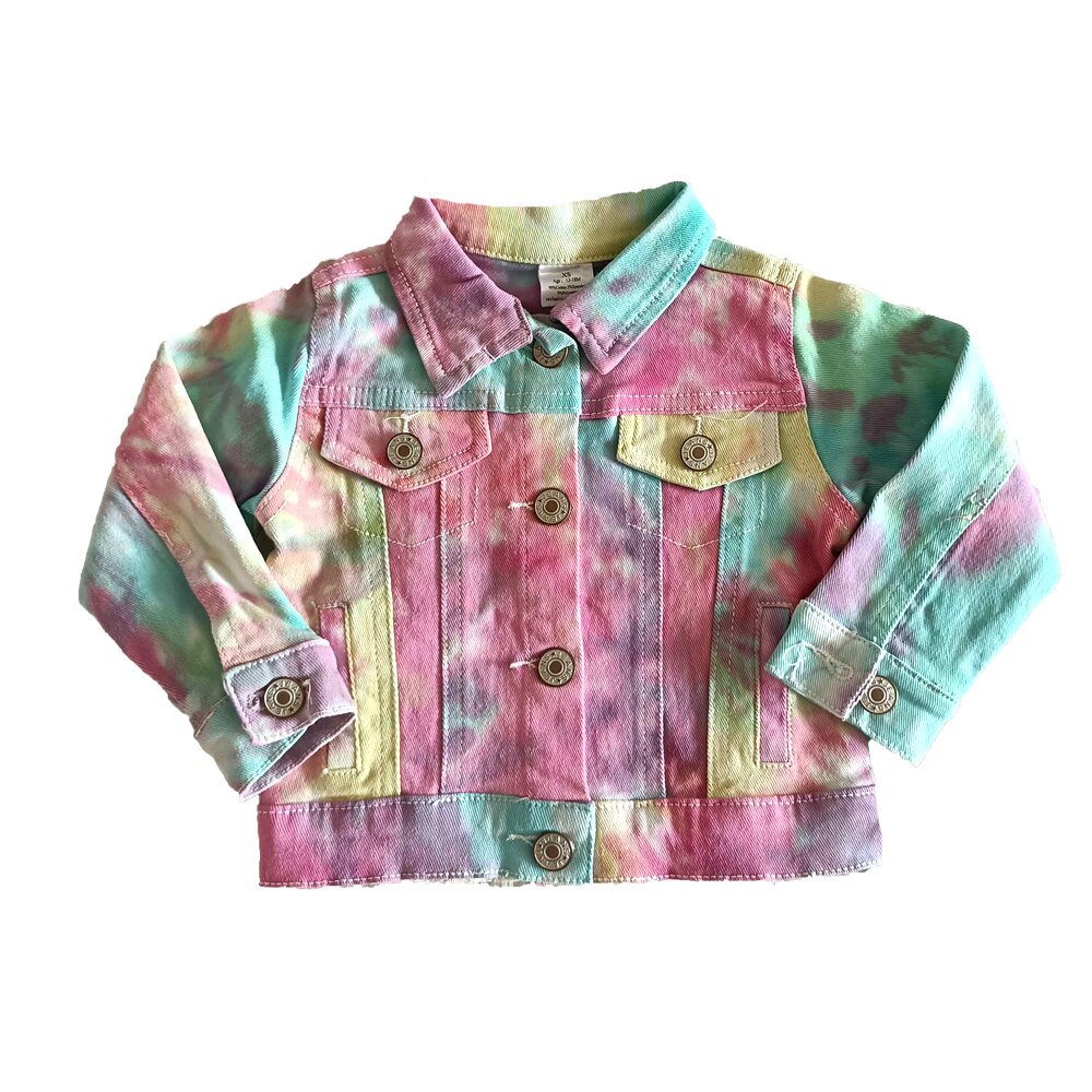 style children coat boy and girls fall denim jacket baby kids tie-dye jacket