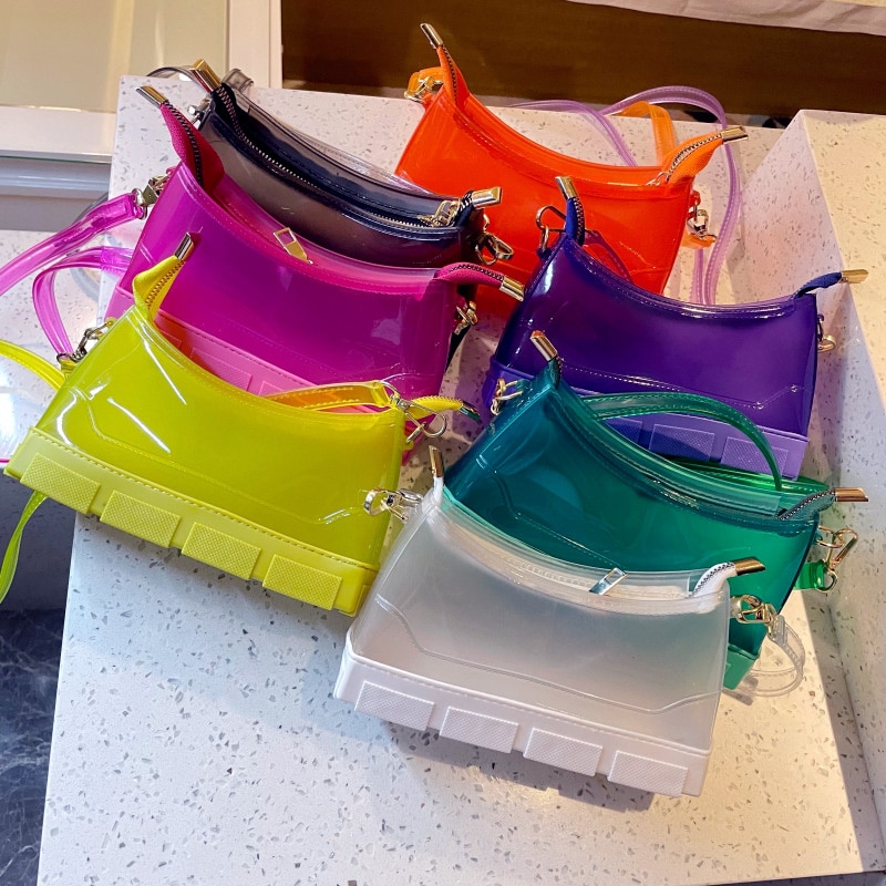 Pvc Mini Bag Vrouwen Handtas Shopper Portemonnees Meisjes Mode Toevallige Effen Kleur Schoen Vorm Jelly Bag Crossbody tassen