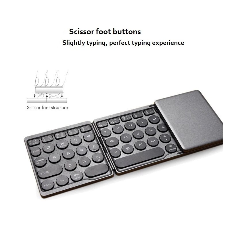 Teclados plegables inalámbricos con panel táctil, teclado Bluetooth para IOS, Android, Windows, ipad, teléfono, tableta, Mini Botón multifunción