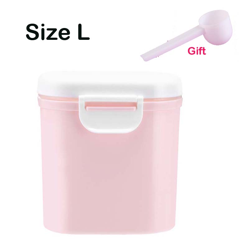 Baby Milk Powder Container Portable Formula Food Storage Cartoon Safety PP Big Capacity Makeup Feeding Bottles: Pink Size L