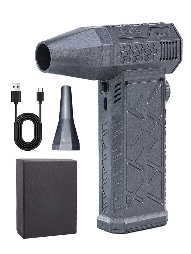 Air Blower 130000RPM Turbo Jet Fan Outdoor Portable BBQ Electric Blower Car Dryer Powerful Computer Dust Blowing Cleaning Tool: black