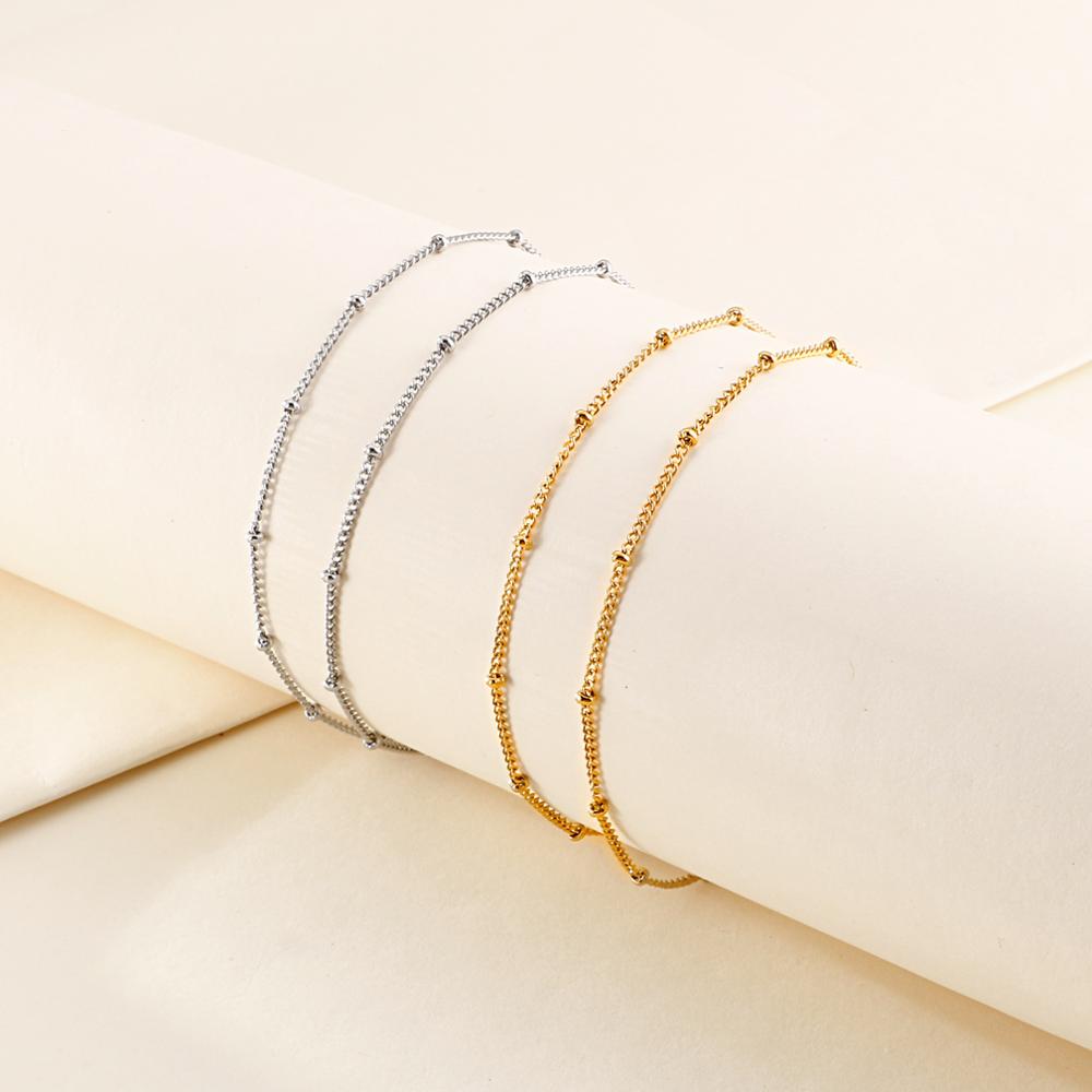 1,5mm Edelstahl Perlen Ketten Frauen Halsband Lange Halskette Pullover Zubehör Schmuck