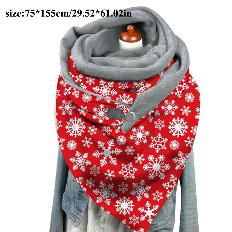 Multi-usages col châle femmes noël impression écharpe bouton écharpe enveloppes Triangle foulards Plus velours motif papillon