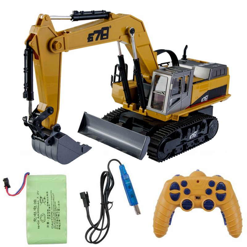 Graafmachine 14 Kanaals Simulatie 8065E Afstandsbediening Techniek Voertuig 100M Afstandsbediening Afstand 2.4G Voor Kids Crane Speelgoed: YK25-8065E-1Battery