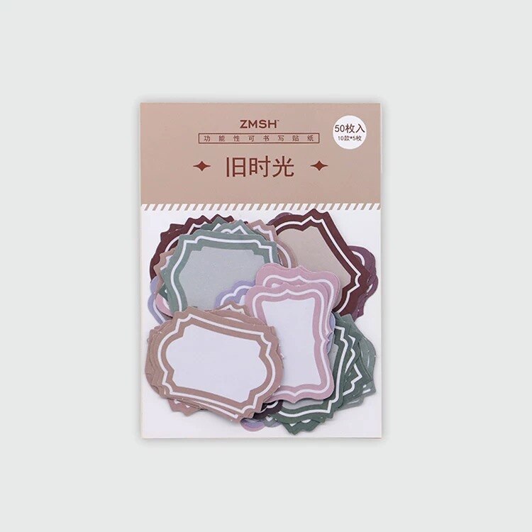 50Pcs/pack Vintage Writable Note Sticker Pack DIY Decorative Scrapbook Adhesive Labels Stickers Flakes Journal Supplies