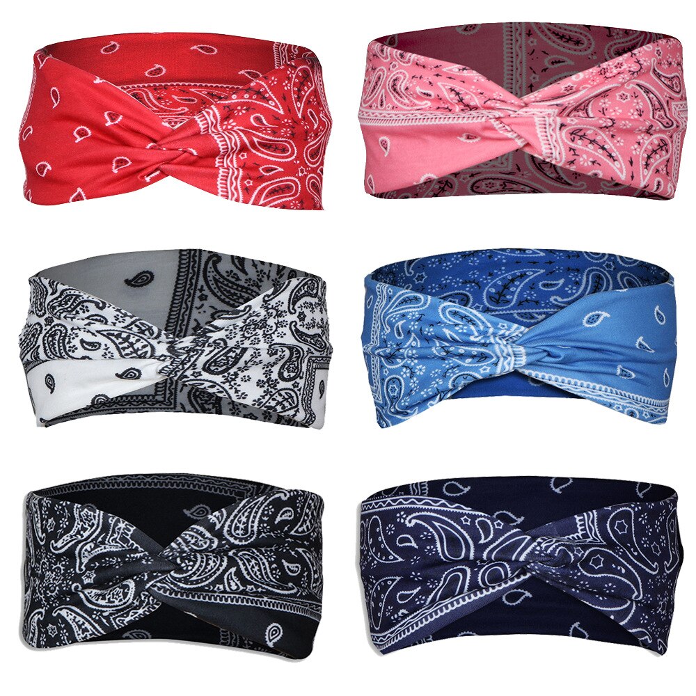Bohemian Cross Elastic Hair Band Women Chiffon Silk Headband For Ladies Head band Hair Accessories Sports Wash Headwear