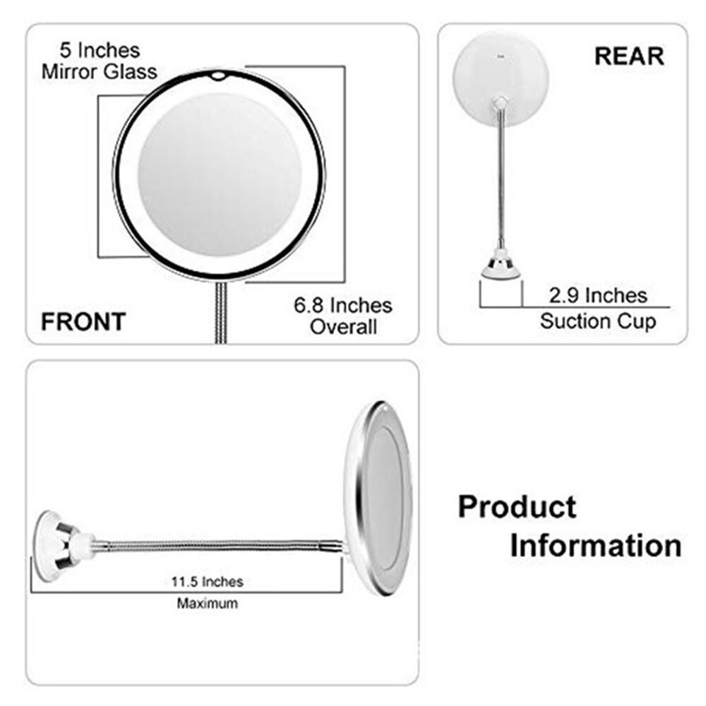 LED Mirror Light Makeup Mirror with Led Light Flexible 10X Magnifying Mirrors Light Cosmetic Miroir Vanity Mirrors