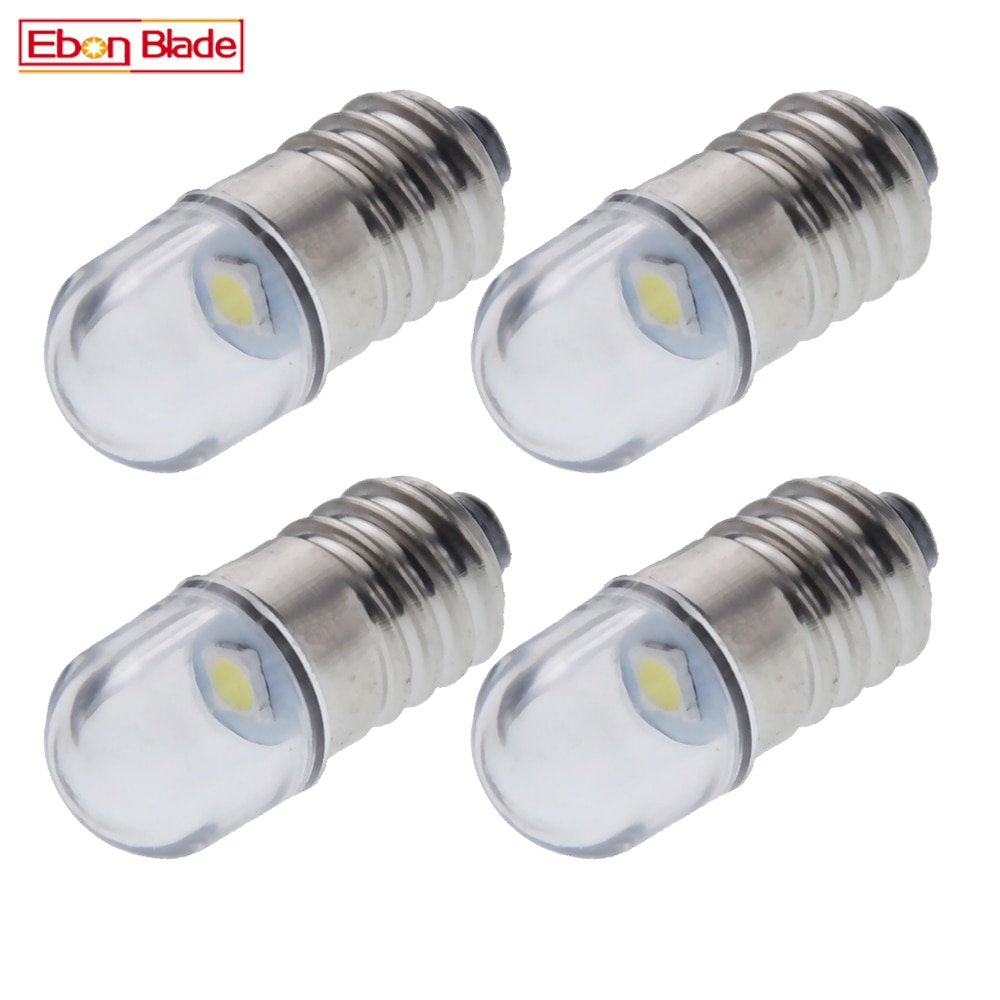 Ampoule LED E10 3V 6V 12V 24V, blanc 2835, 4 pièces, vis miniature, lampe de remplacement, torche pour vélo, bricolage