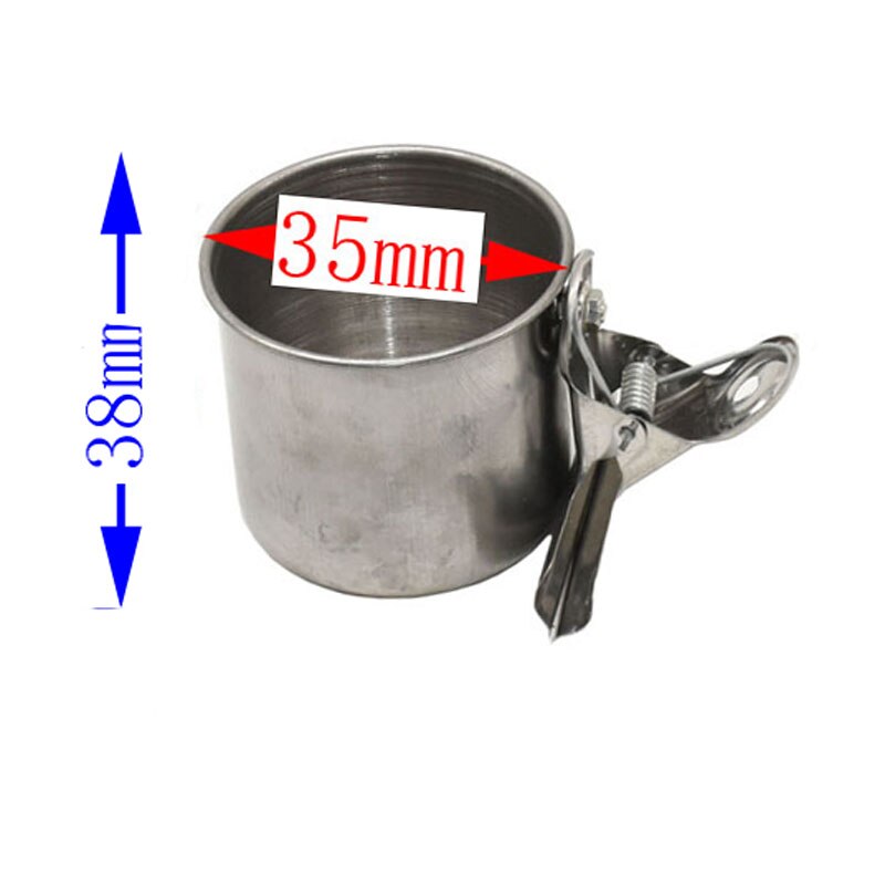 1pcs rvs single cup Vogel Papegaai Feeder Voedsel Water Voerbak Huisdier Kooi Clip Cup Dispenser Dierbenodigdheden