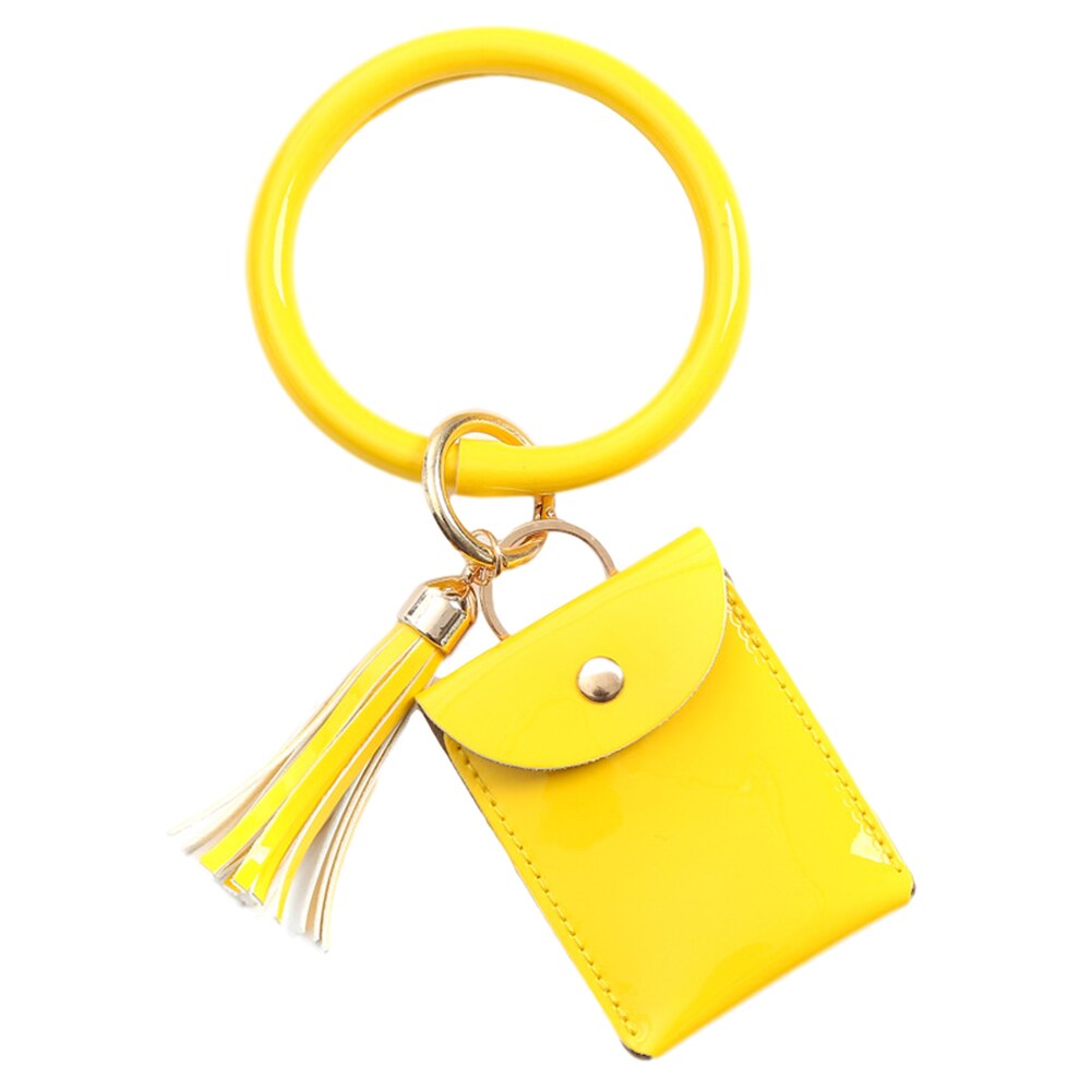 Women With Zip Coin Purse Portable Credit Card Daily Ornaments Wristlet Keychain Mini PU Leather Accessories